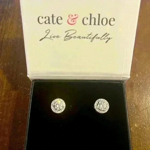 Cate & Chloe Ariel white gold and cubic zirconia earrings CCEB1575CZBX - Picture 1 of 7